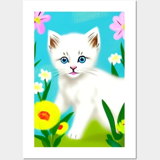 Cute white kitten Posters and Art